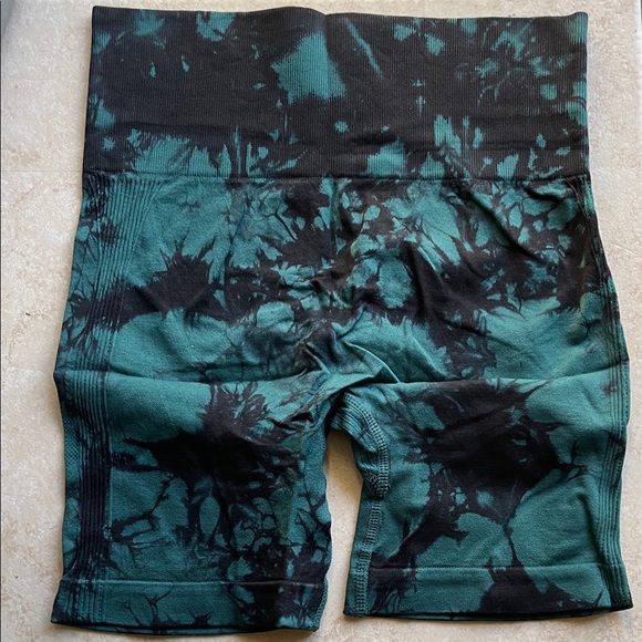 Pants - Emerald and Black Tie-Dye Bike Shorts